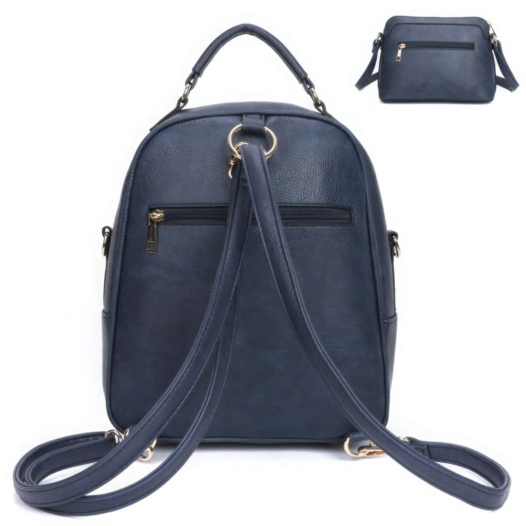 3-in-1 Cute Bear Design Handle Backpack W Crossbody And Wallet Set