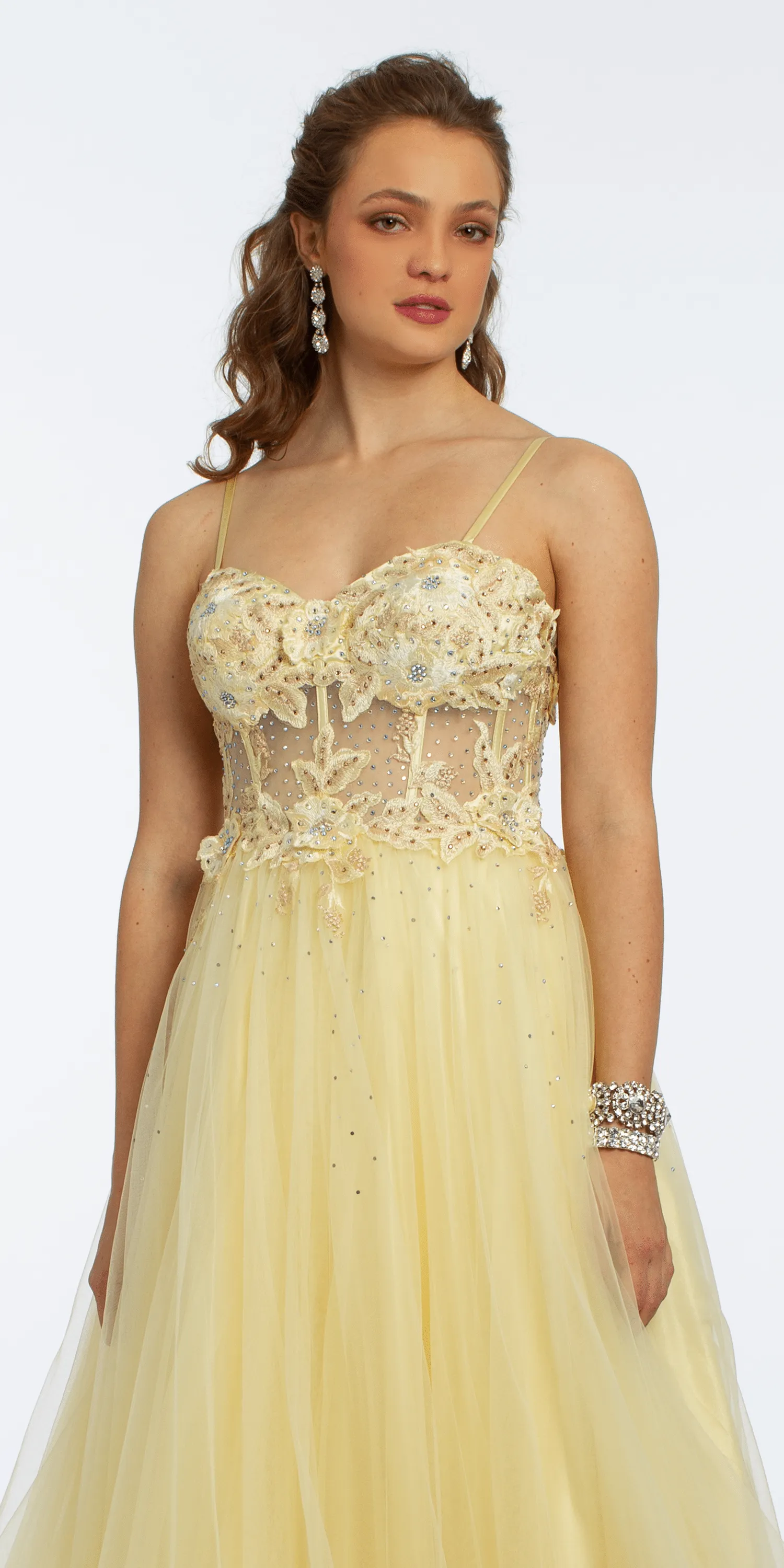 3D Flower Embroidered Corset Ballgown