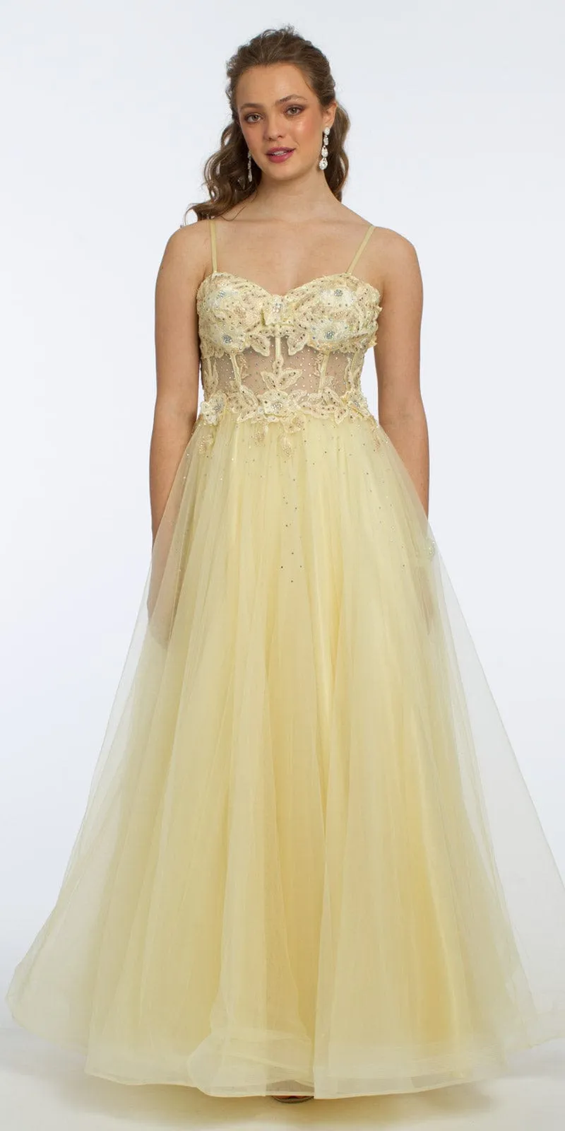 3D Flower Embroidered Corset Ballgown