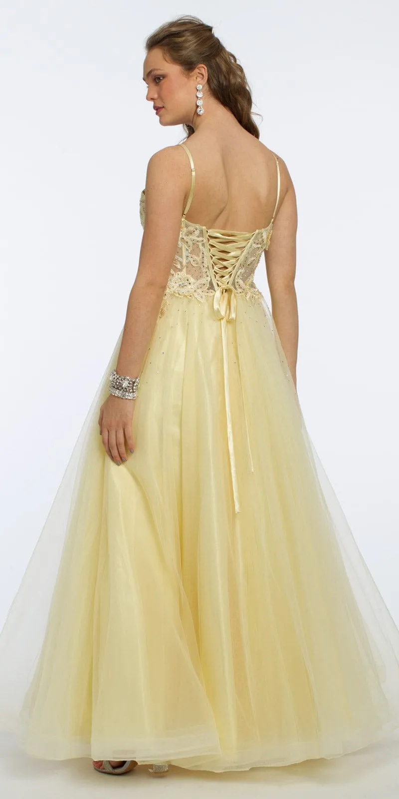 3D Flower Embroidered Corset Ballgown