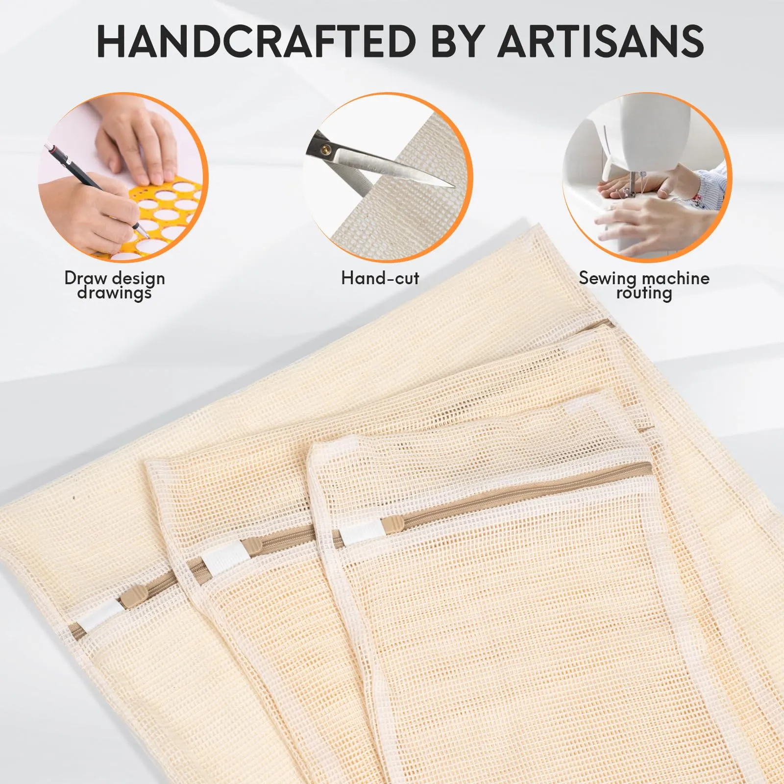 6-piece laundry bag set, durable organic cotton mesh laundry bag, sturdy zipper, breathable mesh, exquisite laundry bag, suitable for underwear, cooked food, underwear, pants, shoes, socks, travel