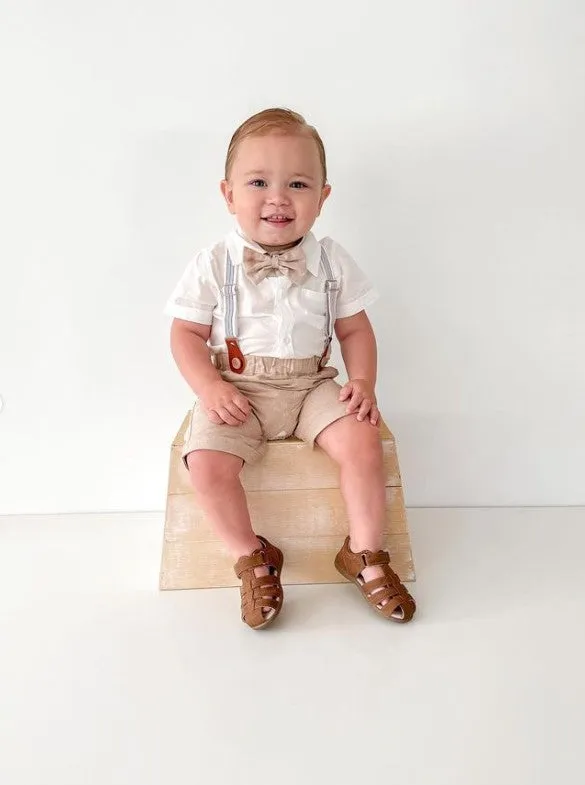 Arlo Bow Tie & Suspenders Set | Tan