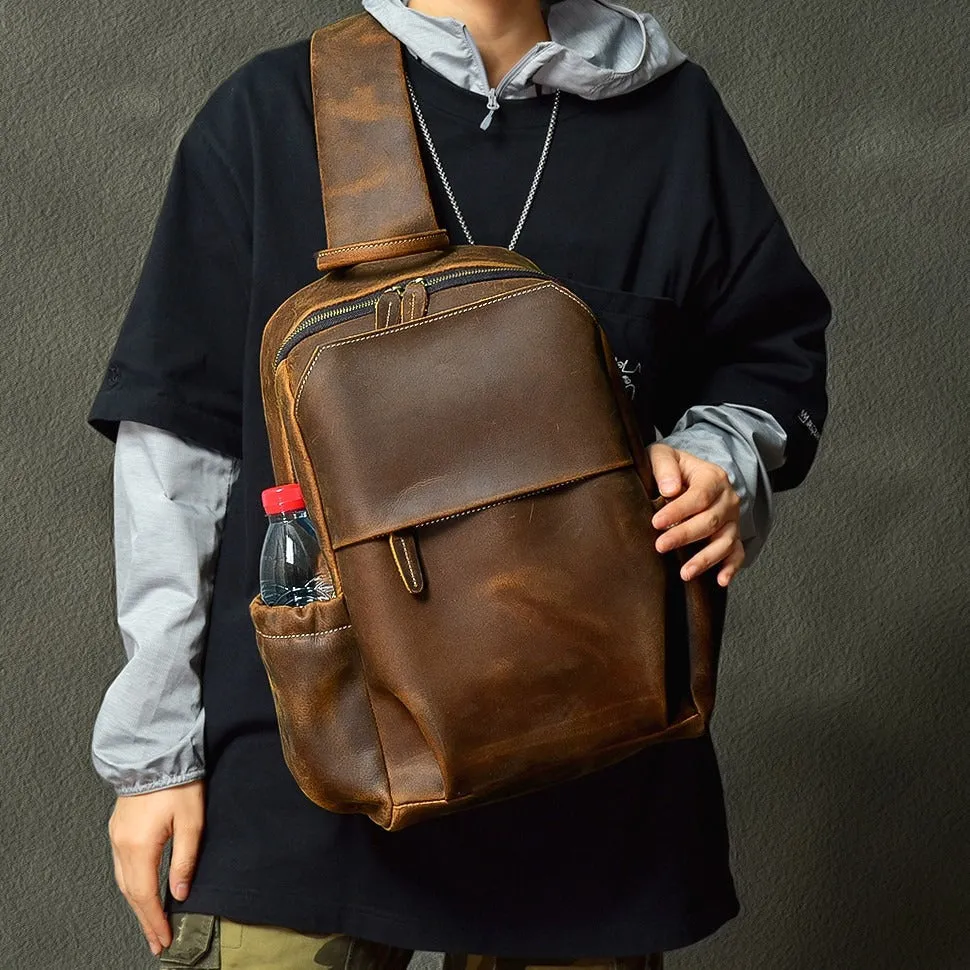 Big Sling Backpack For Men Large Sling Bag For Men Large Black Leather Mens Sling Bag