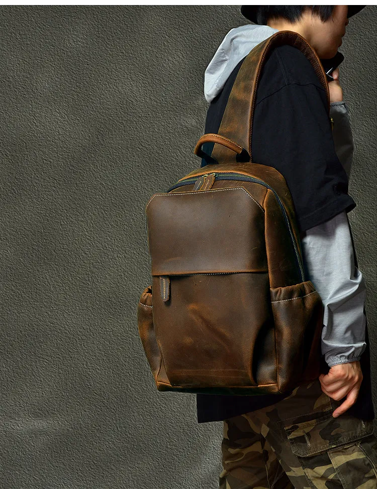 Big Sling Backpack For Men Large Sling Bag For Men Large Black Leather Mens Sling Bag