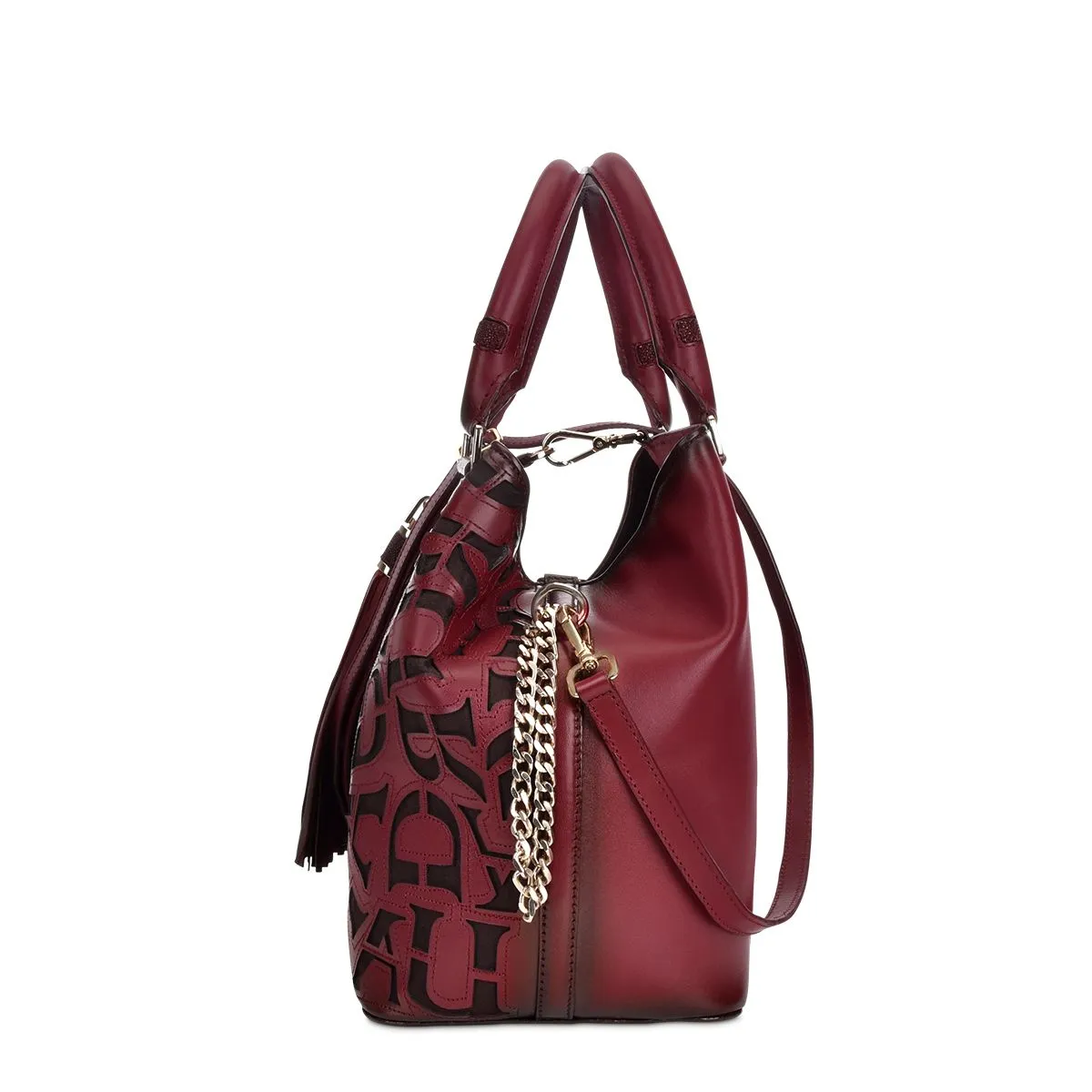 BO399MA - Cuadra wine fashion leather folding canvas purse handbag for women