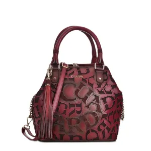 BO399MA - Cuadra wine fashion leather folding canvas purse handbag for women