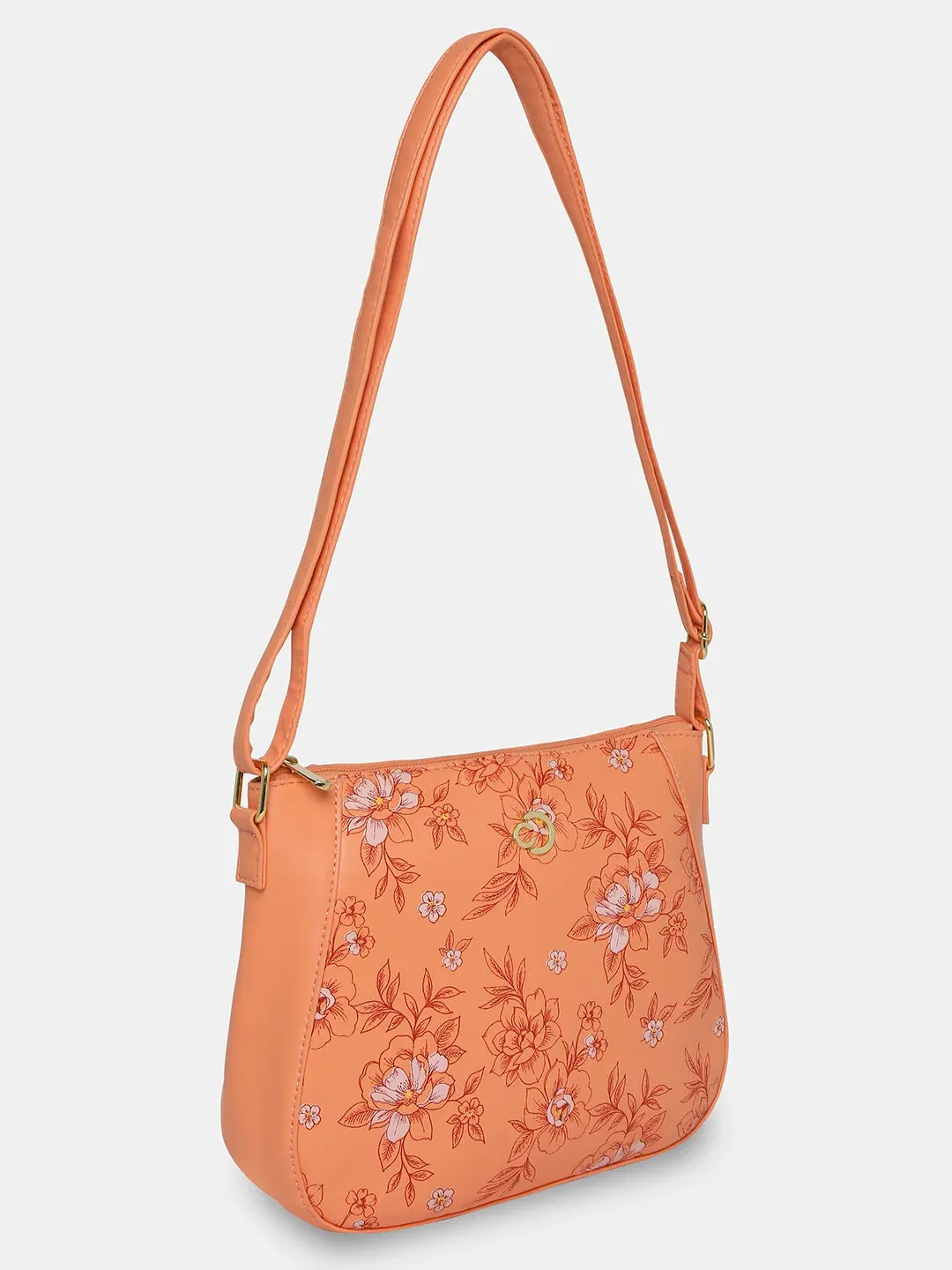 Caprese Snow Sling Medium Printed Women'S Handbag Coral