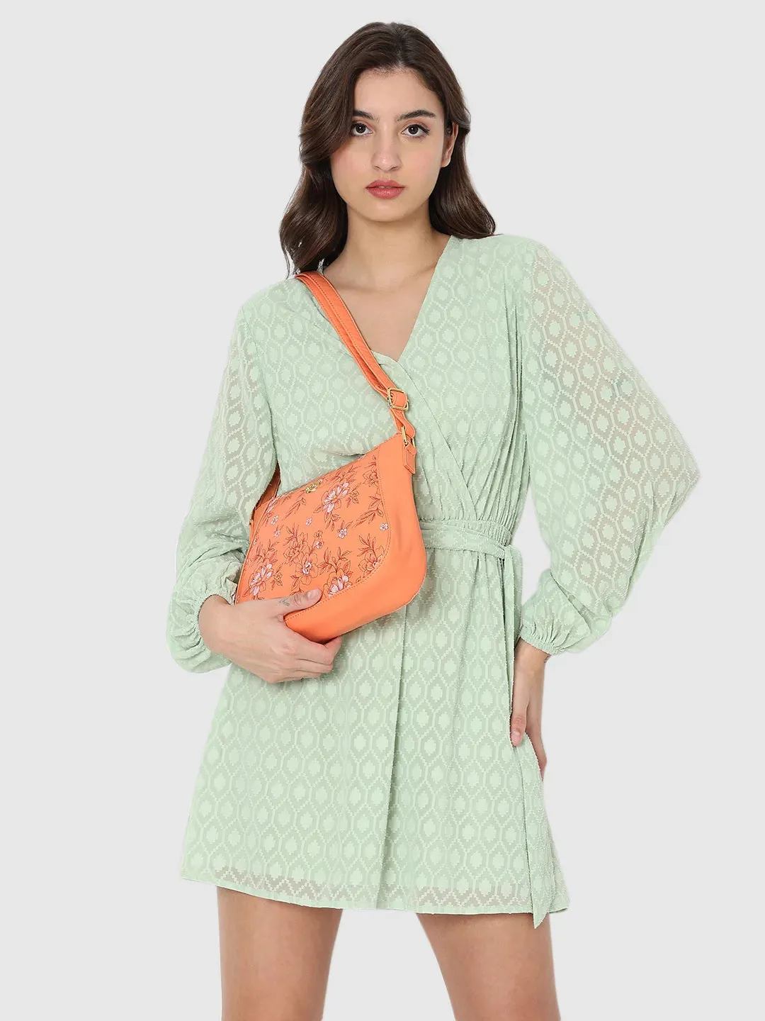 Caprese Snow Sling Medium Printed Women'S Handbag Coral