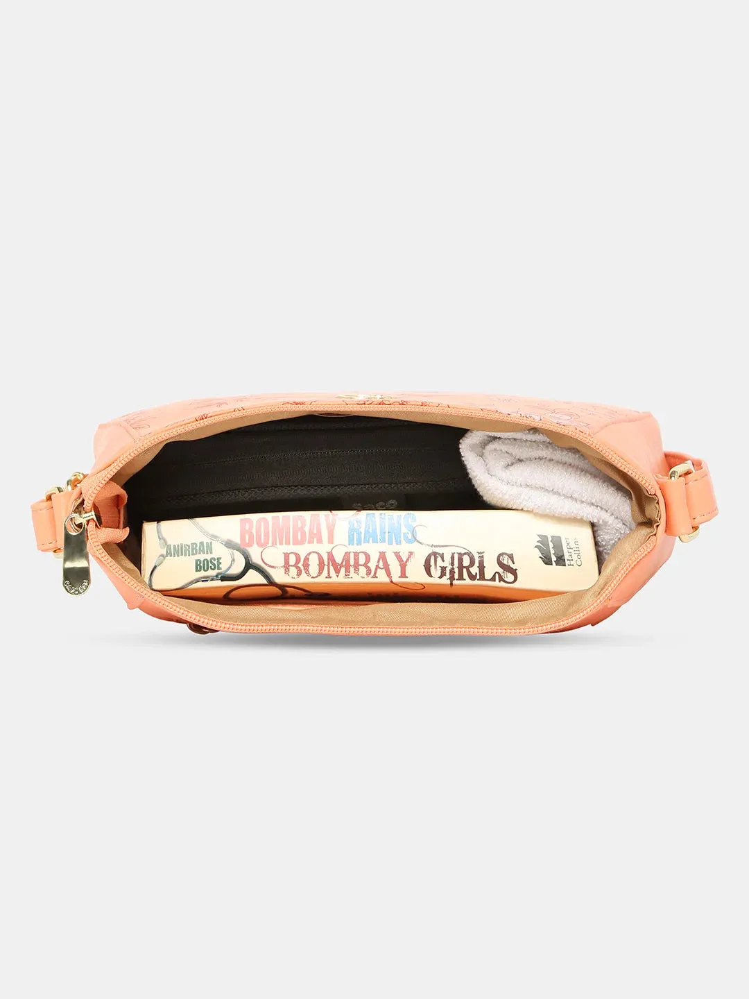 Caprese Snow Sling Medium Printed Women'S Handbag Coral