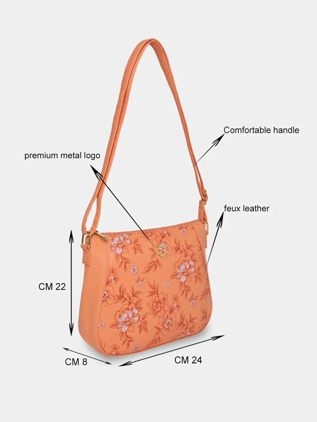 Caprese Snow Sling Medium Printed Women'S Handbag Coral