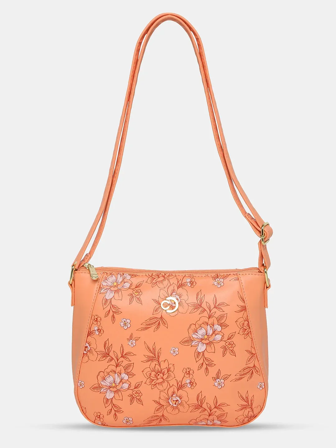 Caprese Snow Sling Medium Printed Women'S Handbag Coral