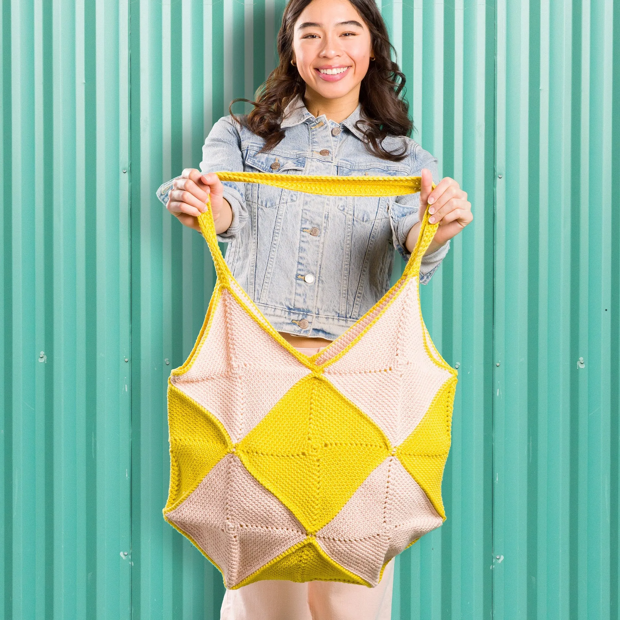 Caron Checkered Squares Crochet Bag