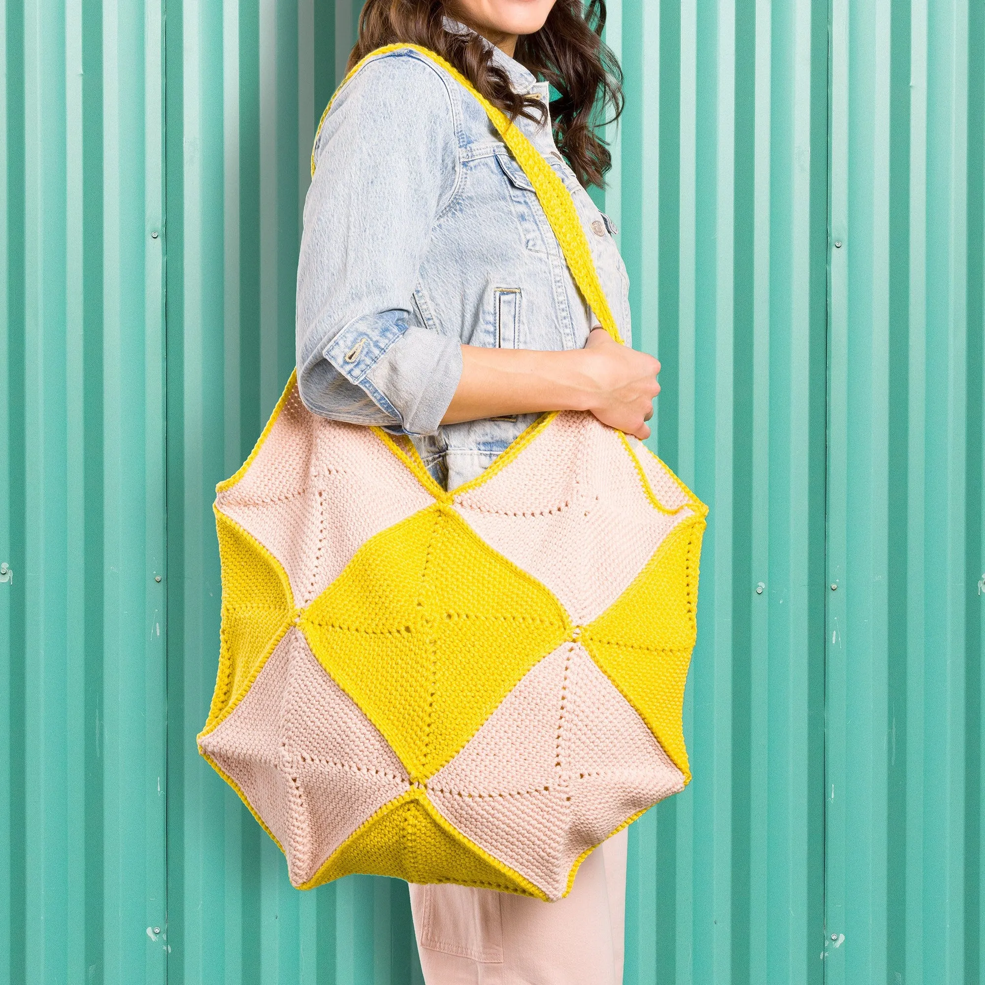 Caron Checkered Squares Crochet Bag
