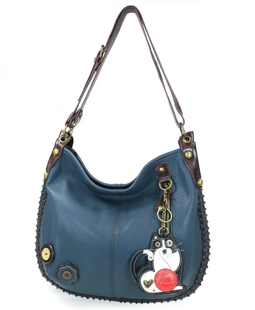 CHALA Handbags Hobo Crossbody or Shoulder Convertible Large Chala Purse- Navy Blue (20 Styles)