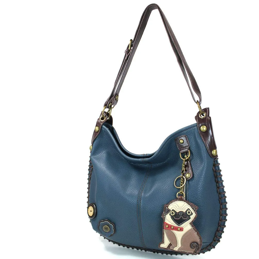 CHALA Handbags Hobo Crossbody or Shoulder Convertible Large Chala Purse- Navy Blue (20 Styles)
