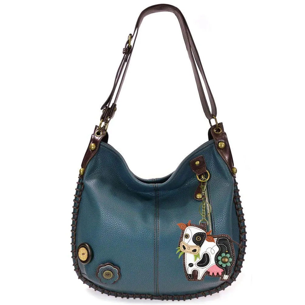CHALA Handbags Hobo Crossbody or Shoulder Convertible Large Chala Purse- Navy Blue (20 Styles)