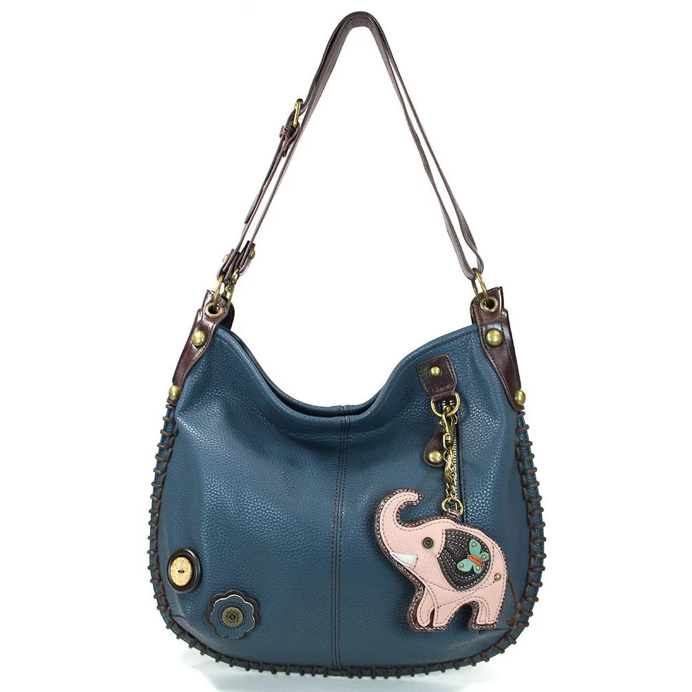 CHALA Handbags Hobo Crossbody or Shoulder Convertible Large Chala Purse- Navy Blue (20 Styles)