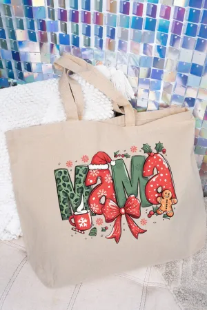 Cheerful Christmas Mama Canvas Jumbo Tote