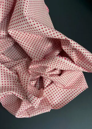 Cheerful Cross Sashiko Cotton Dobby Canvas, Red   Pink