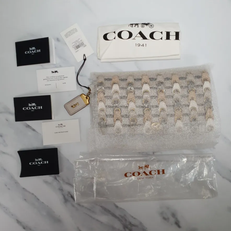 Coach 1941 Dinky With Links & Genuine Snakeskin in Champagne & Beechwood