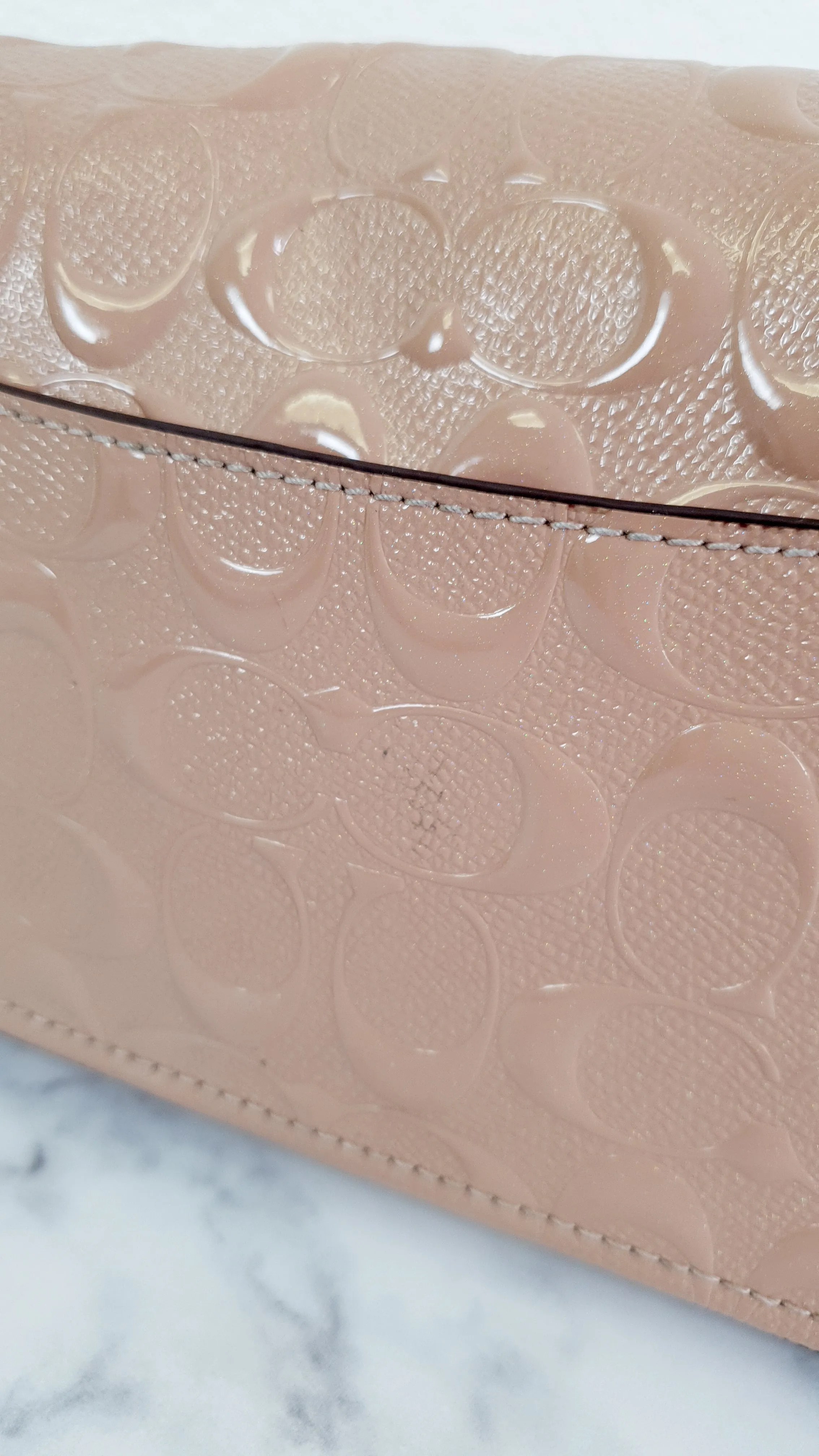 Coach Lex Small Flap Bag in Signature Debossed Patent Leather in Blush Pink - Crossbody Bag Shoulder Bag - Coach F22292