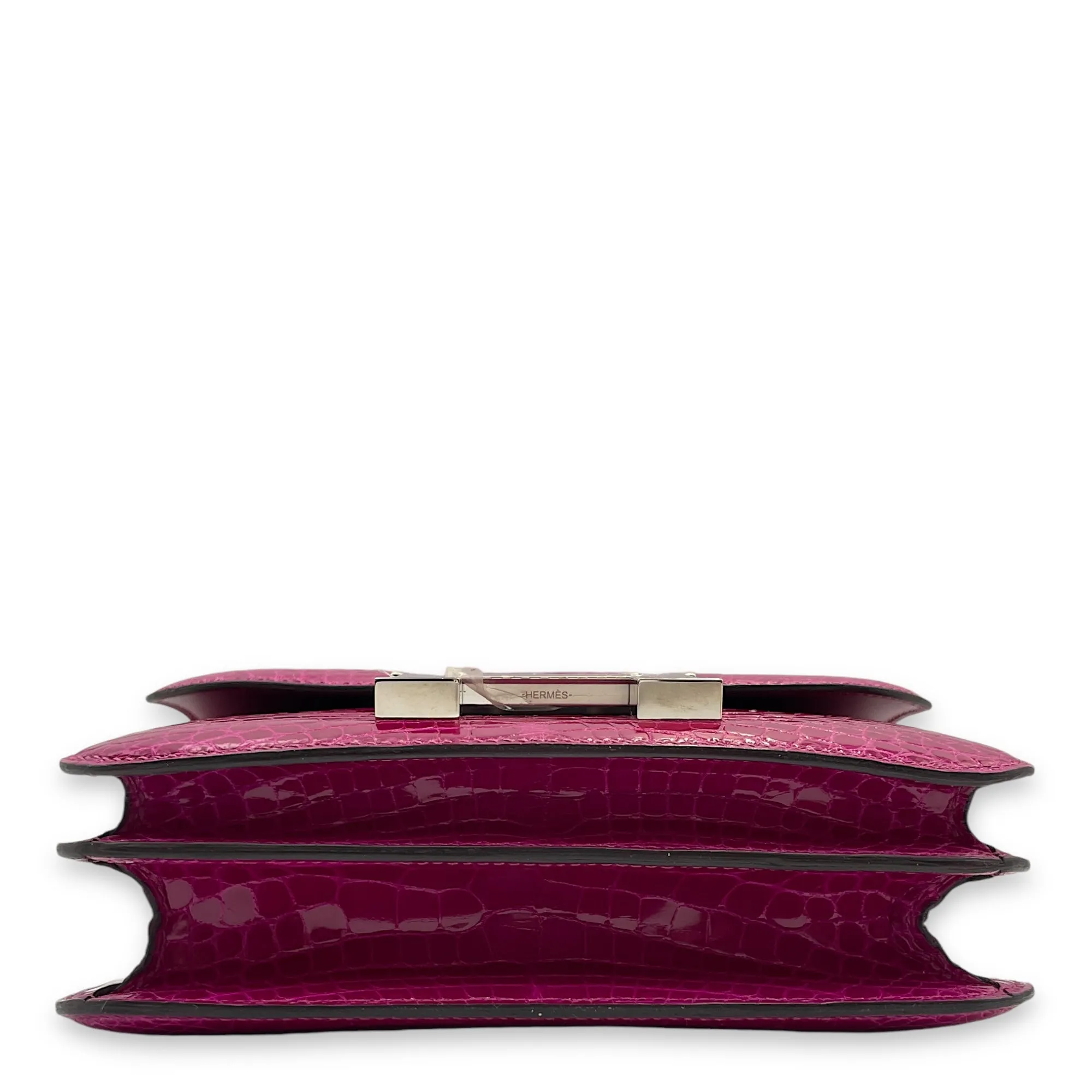 Constance 18 Purple in Shiny Alligator, Palladium hardware
