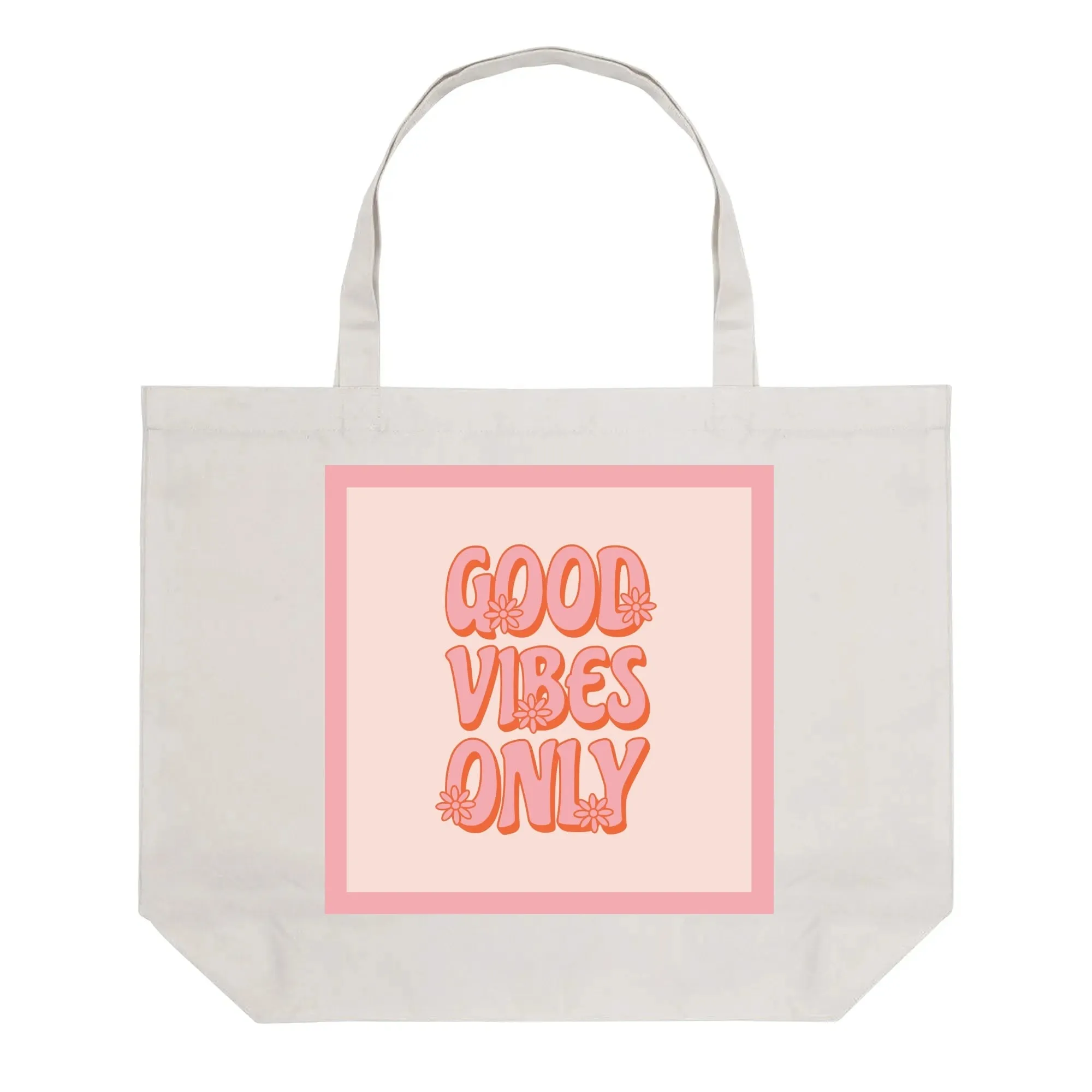 Cotton Tote, Positive Quote Tote, Good Vibes Only print Tote, Retro Bag, Vintage Style Tote