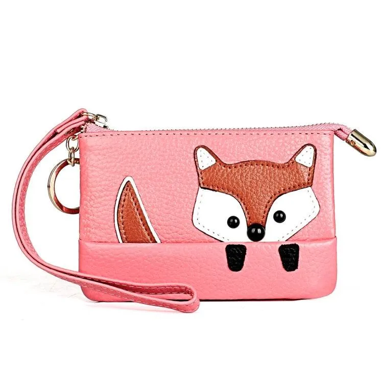 Cute Mini Leather Fox Handbag with Sewing Thread and Key Case for Ladies