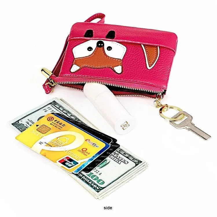 Cute Mini Leather Fox Handbag with Sewing Thread and Key Case for Ladies