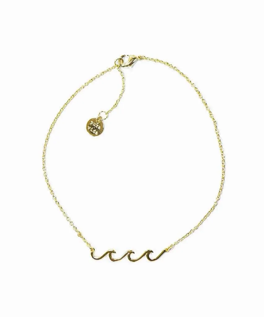 Delicate Wave Anklet Gold