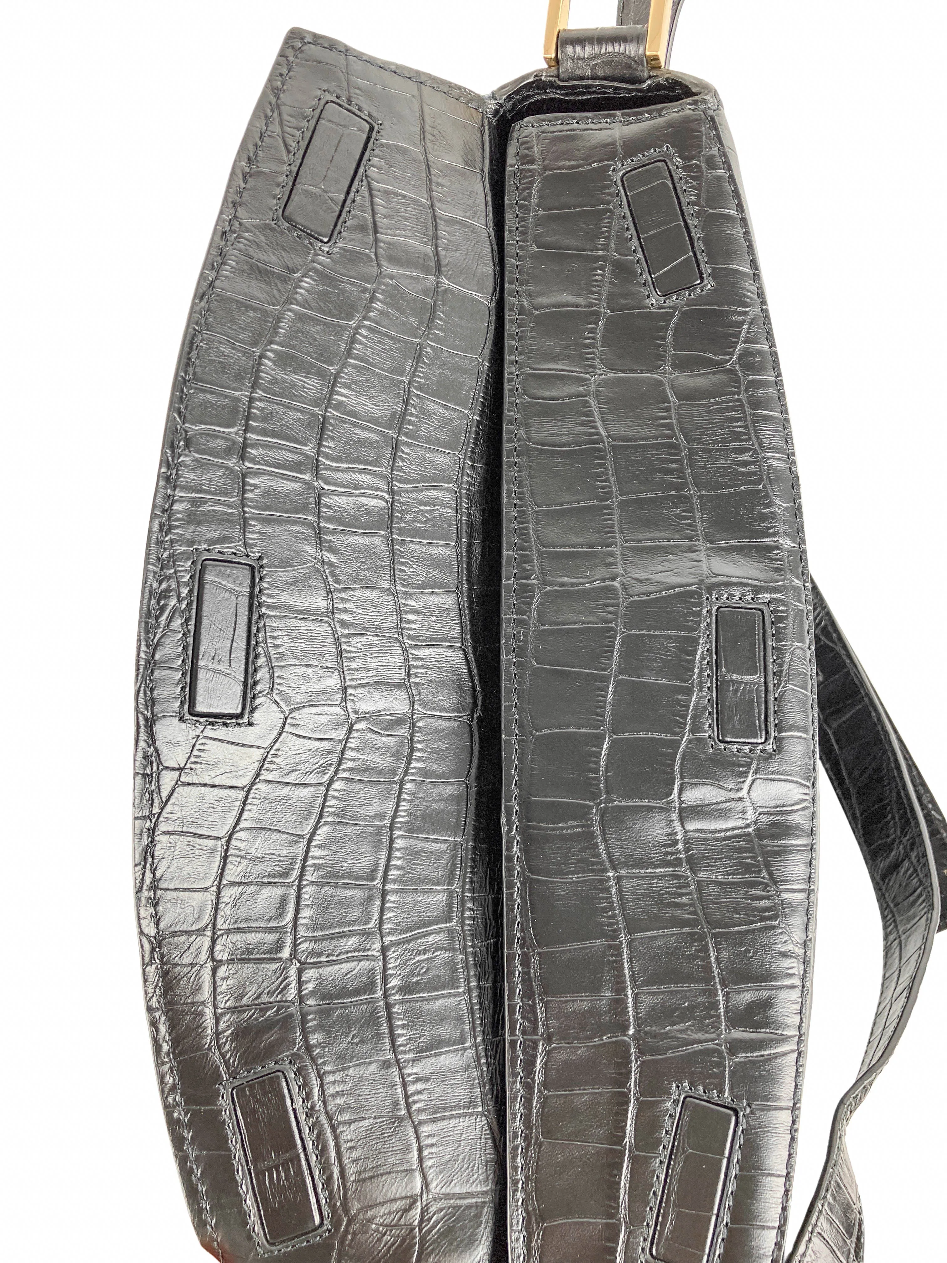DeMellier Bergen Bag in Croc Effect Black
