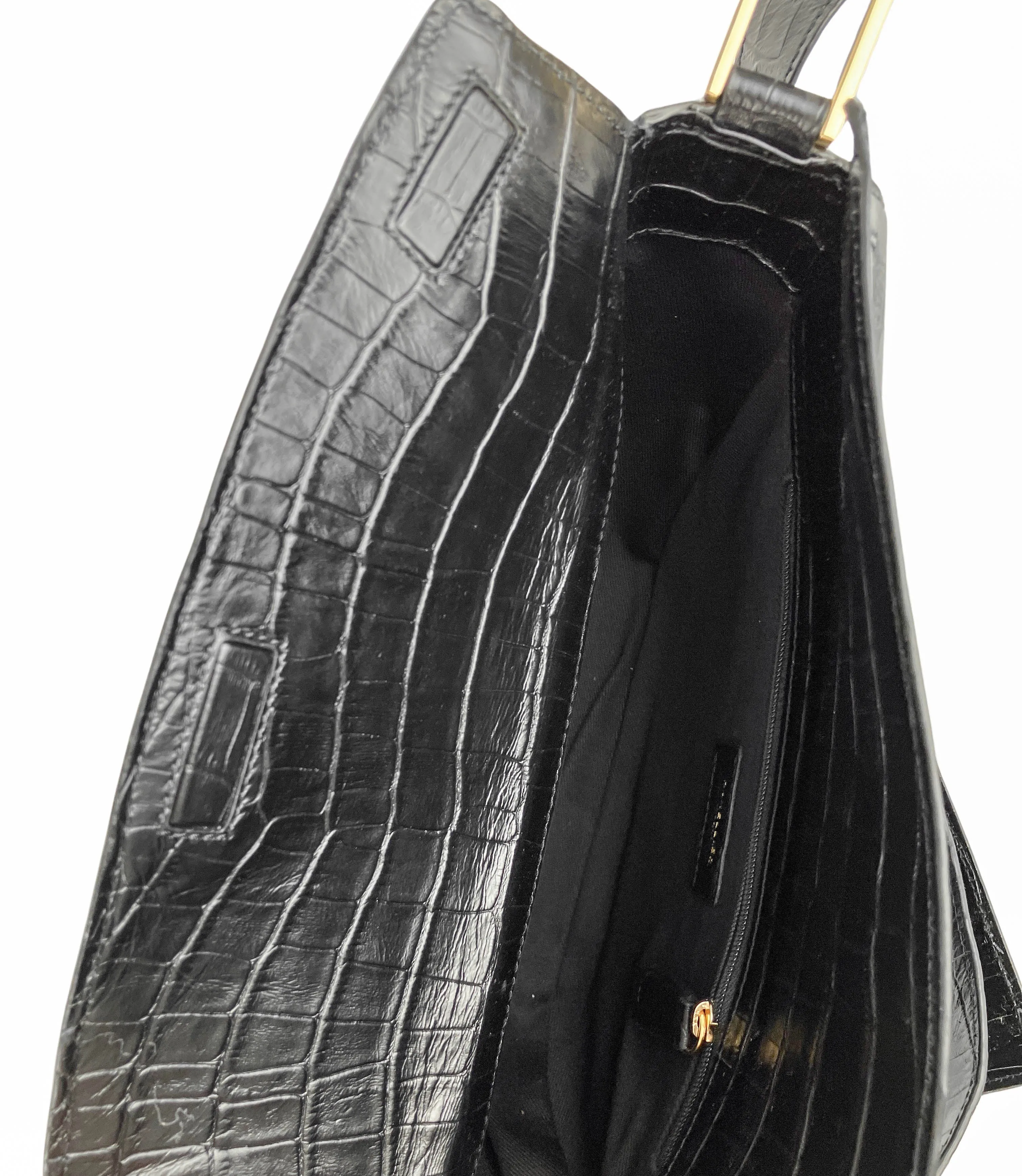 DeMellier Bergen Bag in Croc Effect Black