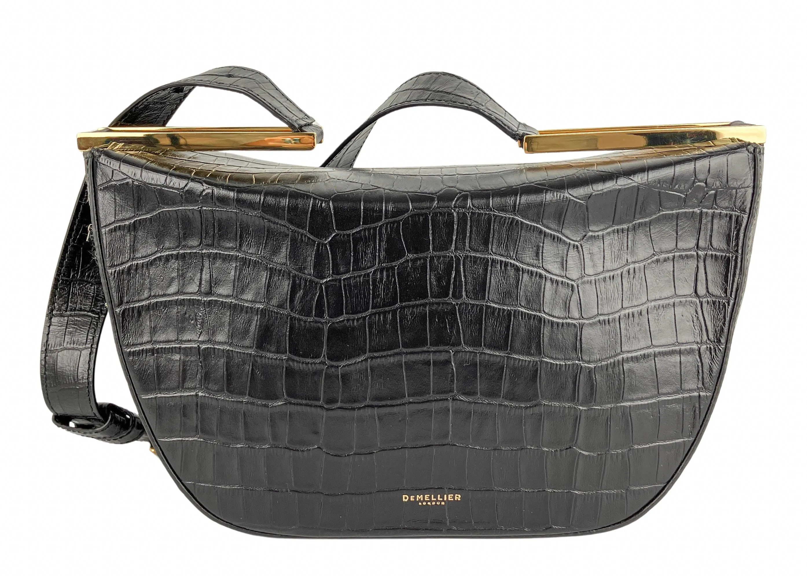 DeMellier Bergen Bag in Croc Effect Black