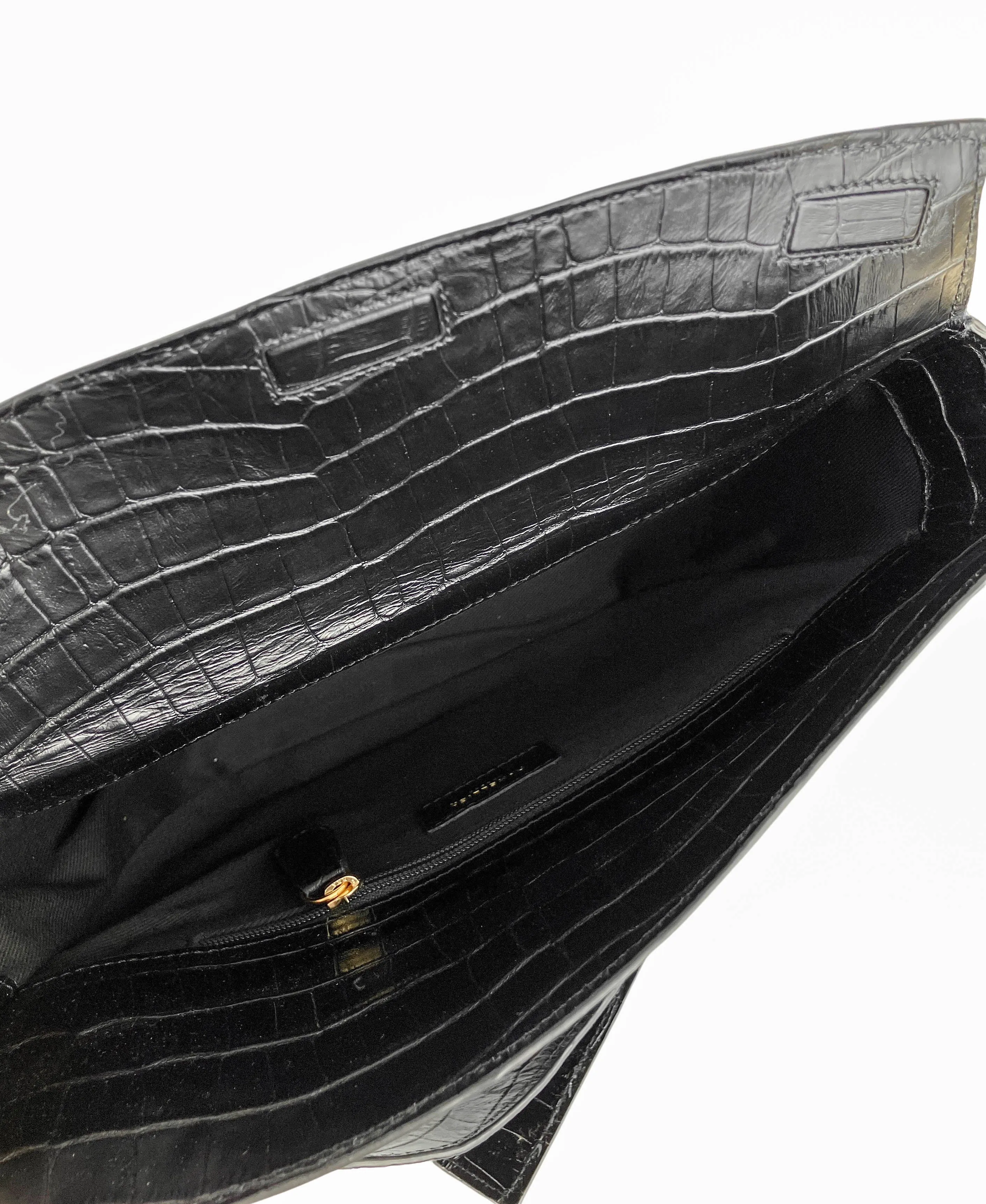 DeMellier Bergen Bag in Croc Effect Black