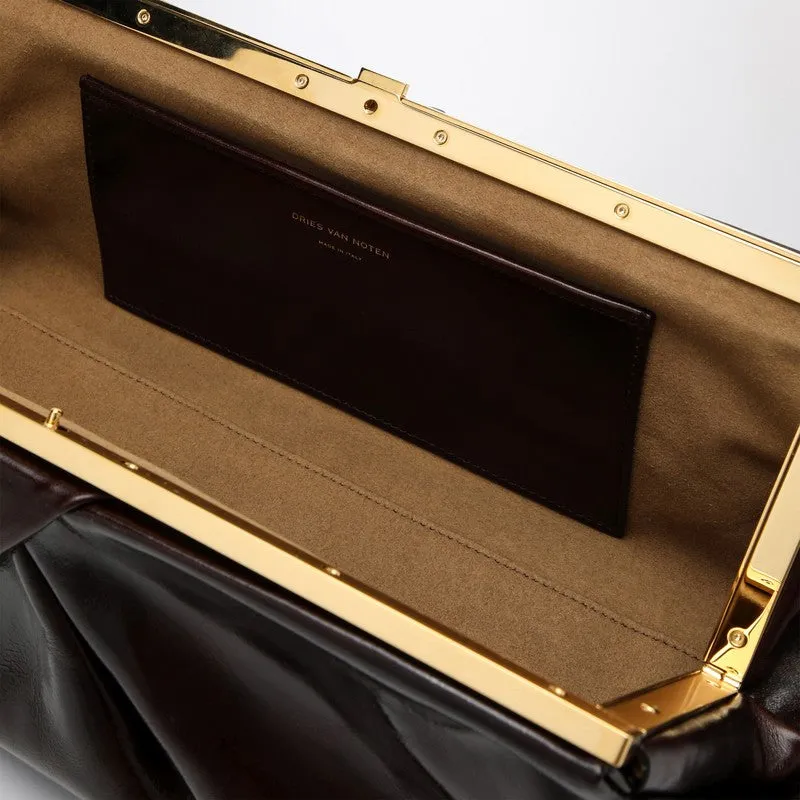Dries Van Noten Dark Brown Leather Clutch Women