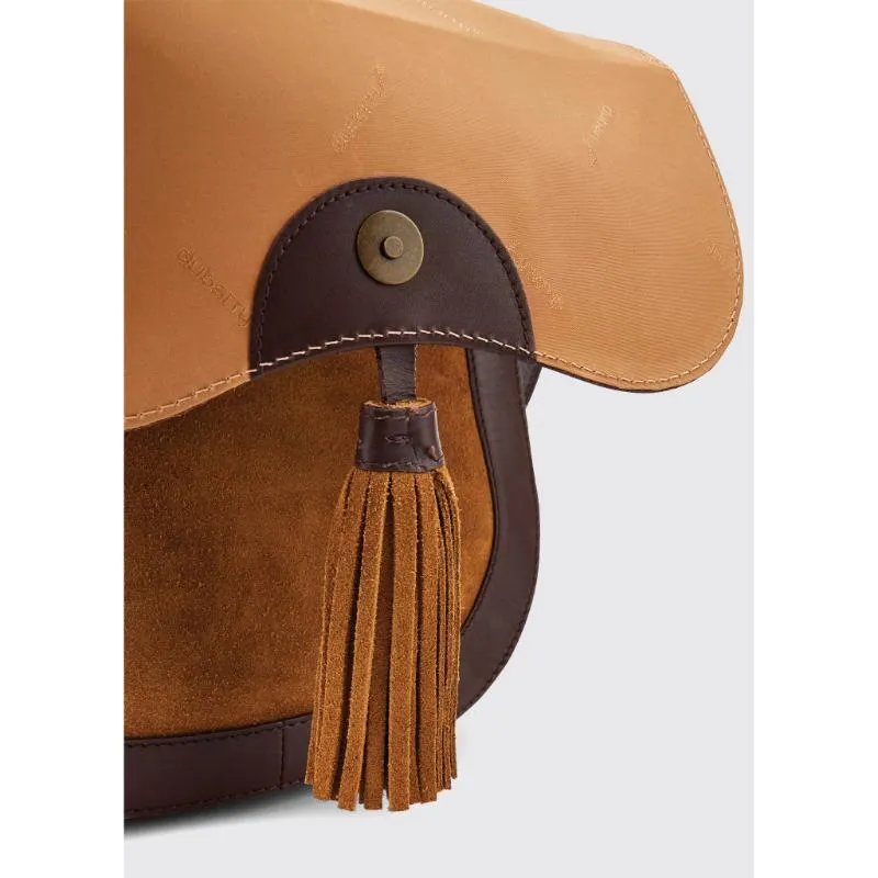 Dubarry Monart Suede/Leather Ladies Crossbody Saddle Bag - Camel
