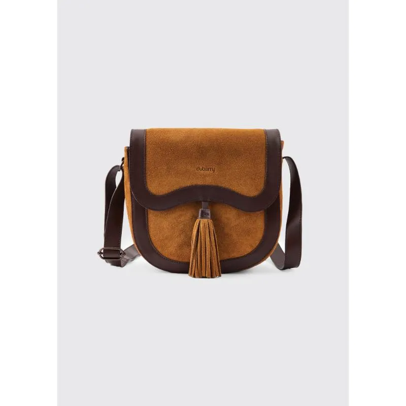 Dubarry Monart Suede/Leather Ladies Crossbody Saddle Bag - Camel