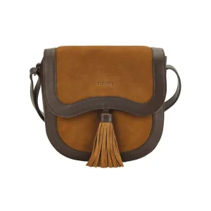 Dubarry Monart Suede/Leather Ladies Crossbody Saddle Bag - Camel