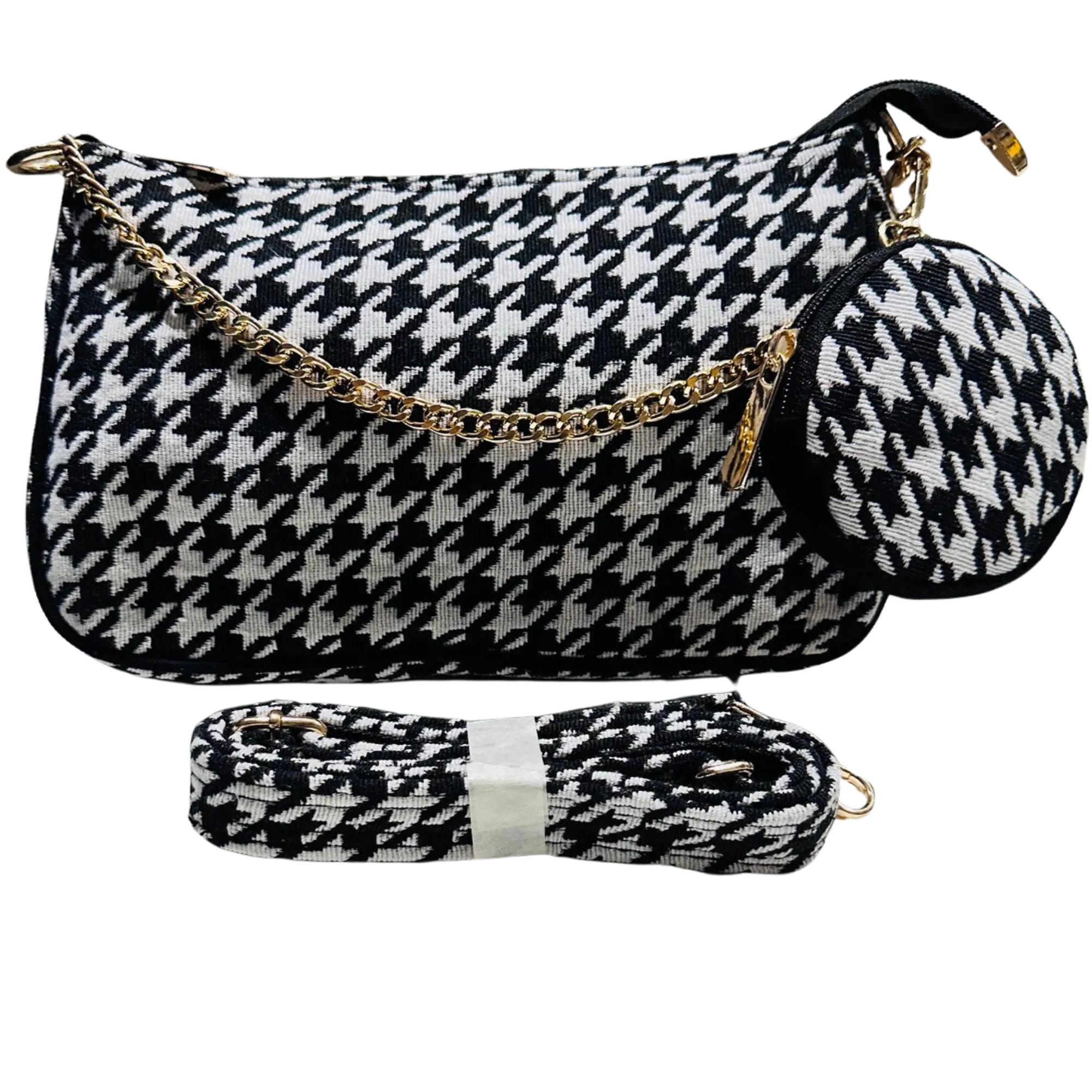 DURABLE BLACK And White Baguette BAG - F1