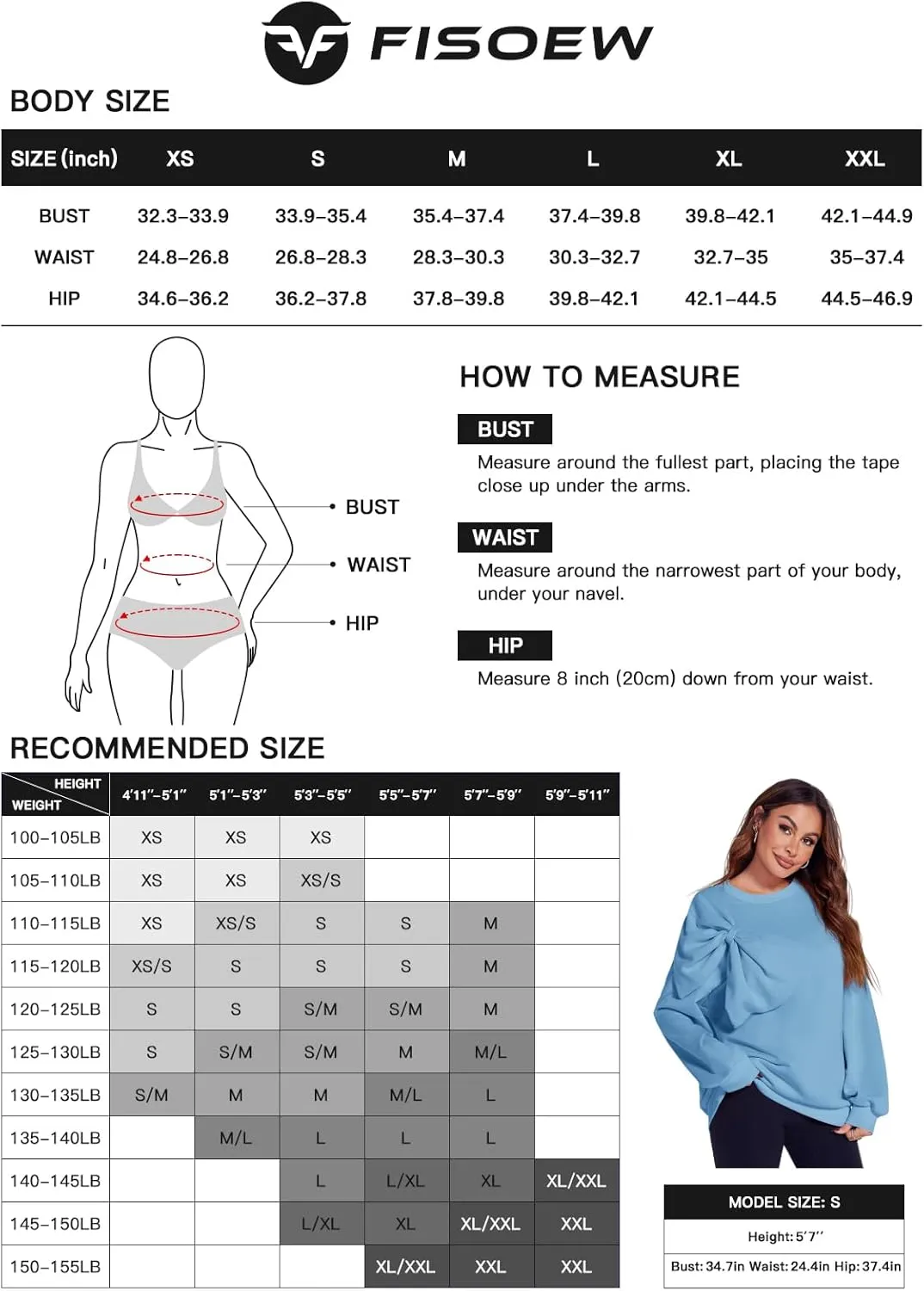 Fisoew Womens Oversized Sweatshirt Bow Tie Long Sleeve Crewneck Casual Fall Pullover Tops