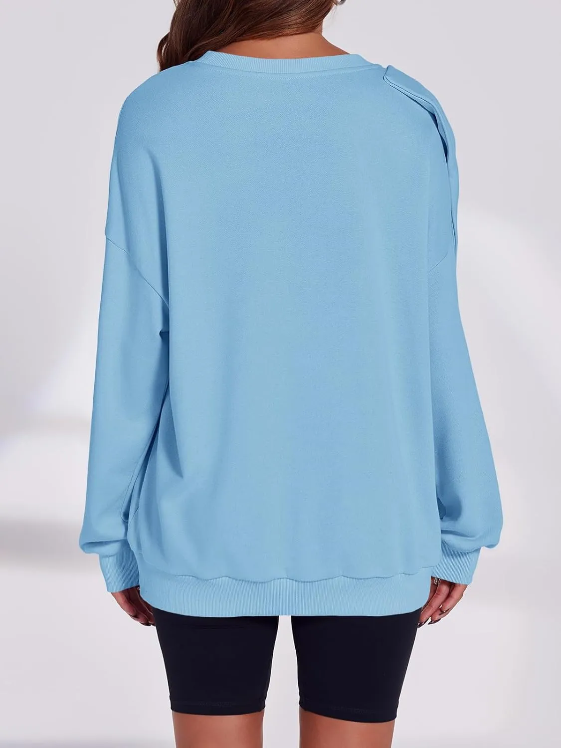 Fisoew Womens Oversized Sweatshirt Bow Tie Long Sleeve Crewneck Casual Fall Pullover Tops