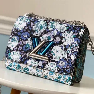 Floral Print Twist Pm Chain Shoulder Bag M55038 Blue 2019 Collection