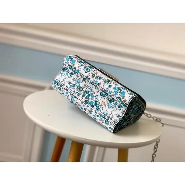 Floral Print Twist Pm Chain Shoulder Bag M55038 Blue 2019 Collection