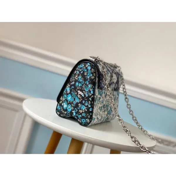 Floral Print Twist Pm Chain Shoulder Bag M55038 Blue 2019 Collection