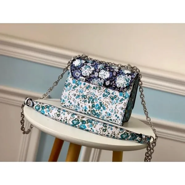 Floral Print Twist Pm Chain Shoulder Bag M55038 Blue 2019 Collection