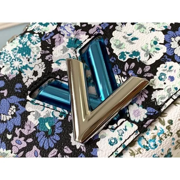 Floral Print Twist Pm Chain Shoulder Bag M55038 Blue 2019 Collection