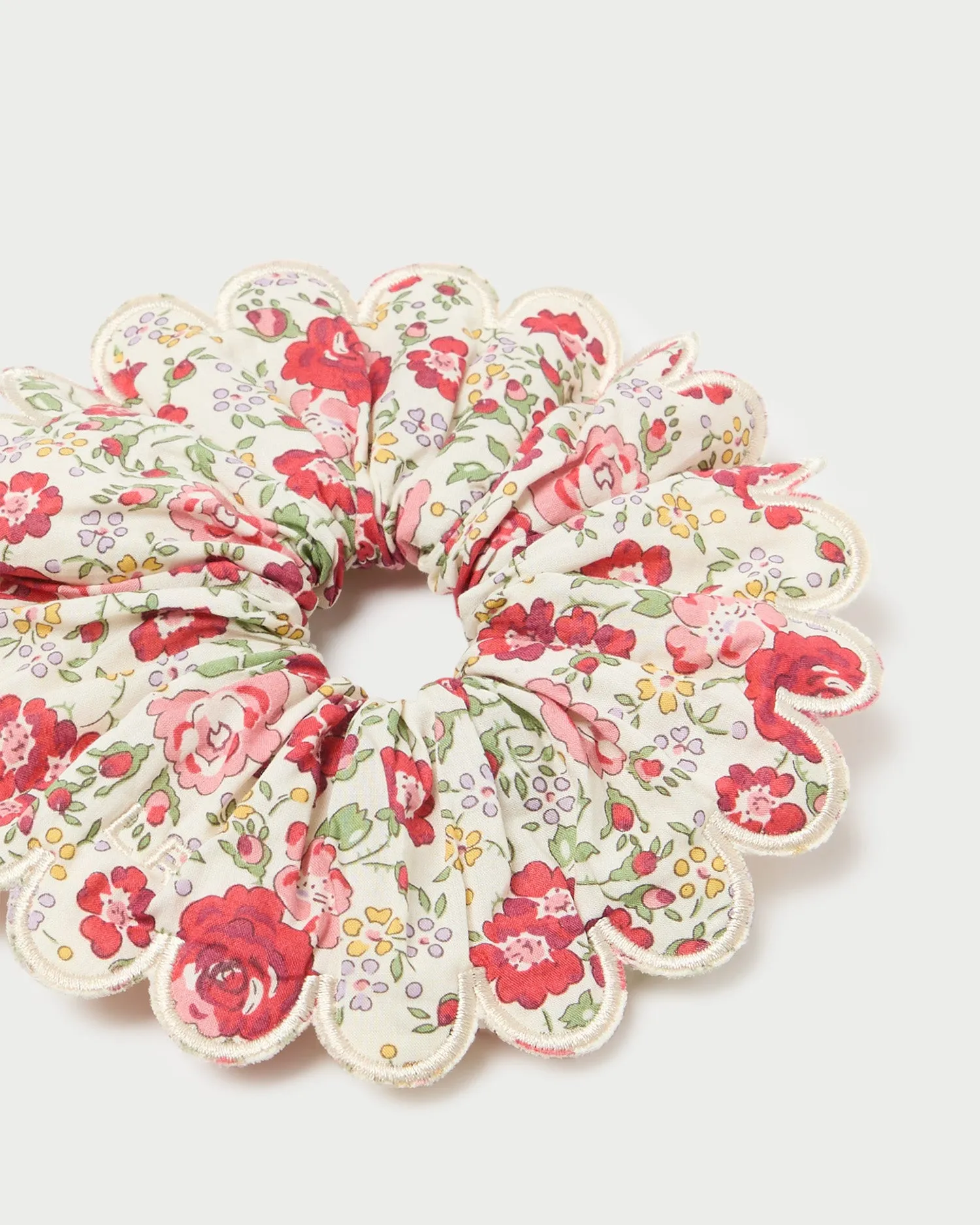 Frankie Red Floral Scallop Scrunchie