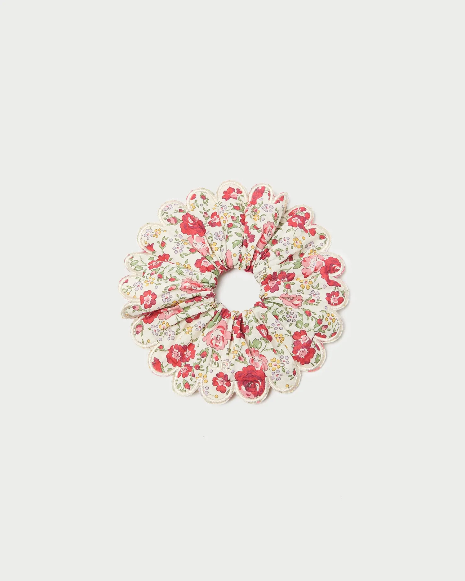 Frankie Red Floral Scallop Scrunchie