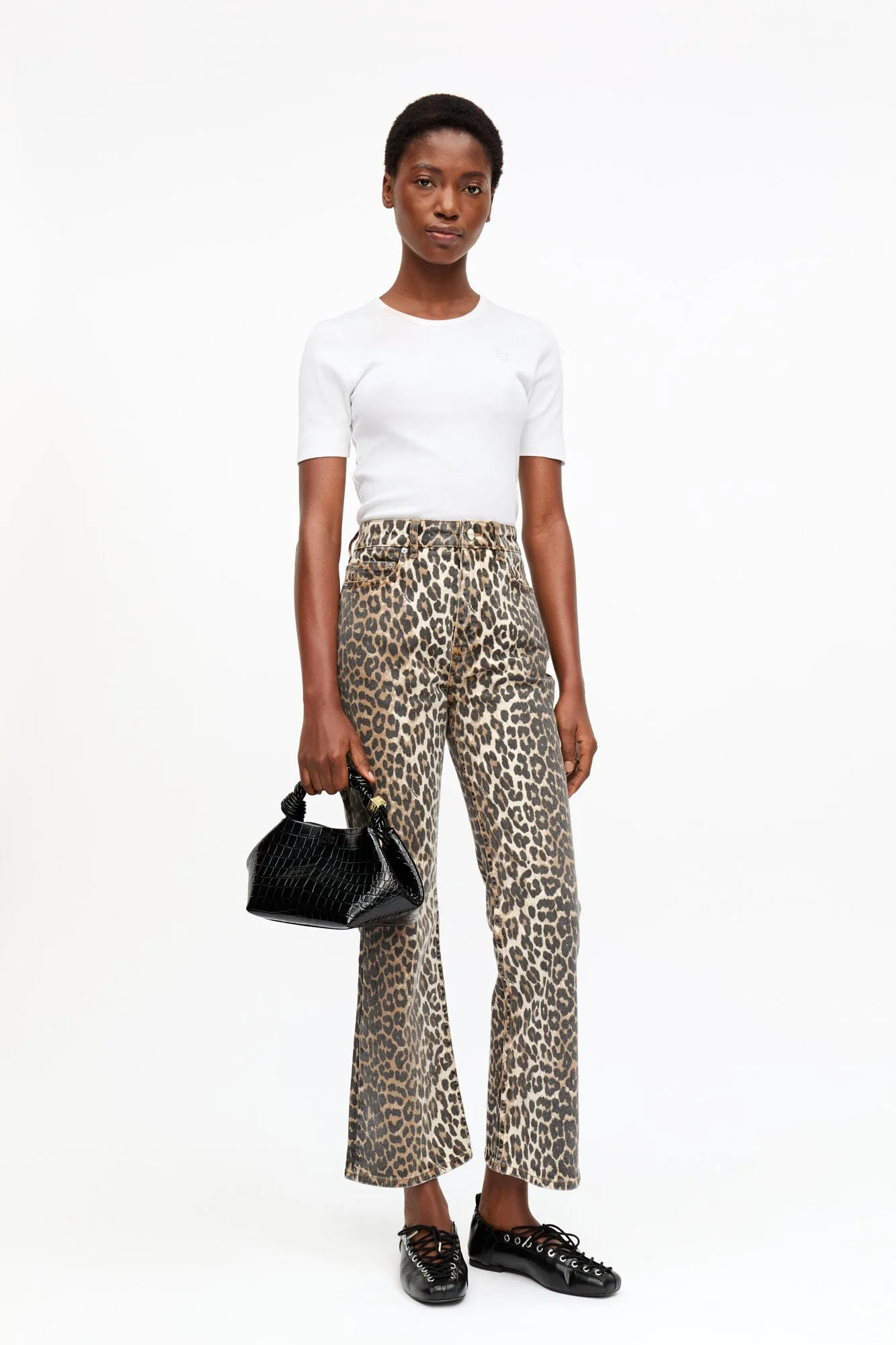 Ganni Mini Crocodile Bou Bag in Black
