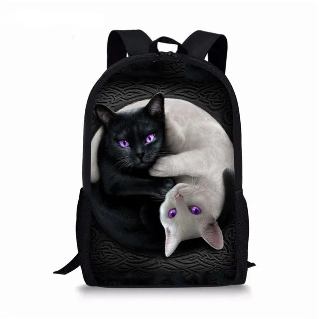 Girls 3Pcs/Set Back Pack Set or Individual Pieces  with your Choice of Cat themed prints